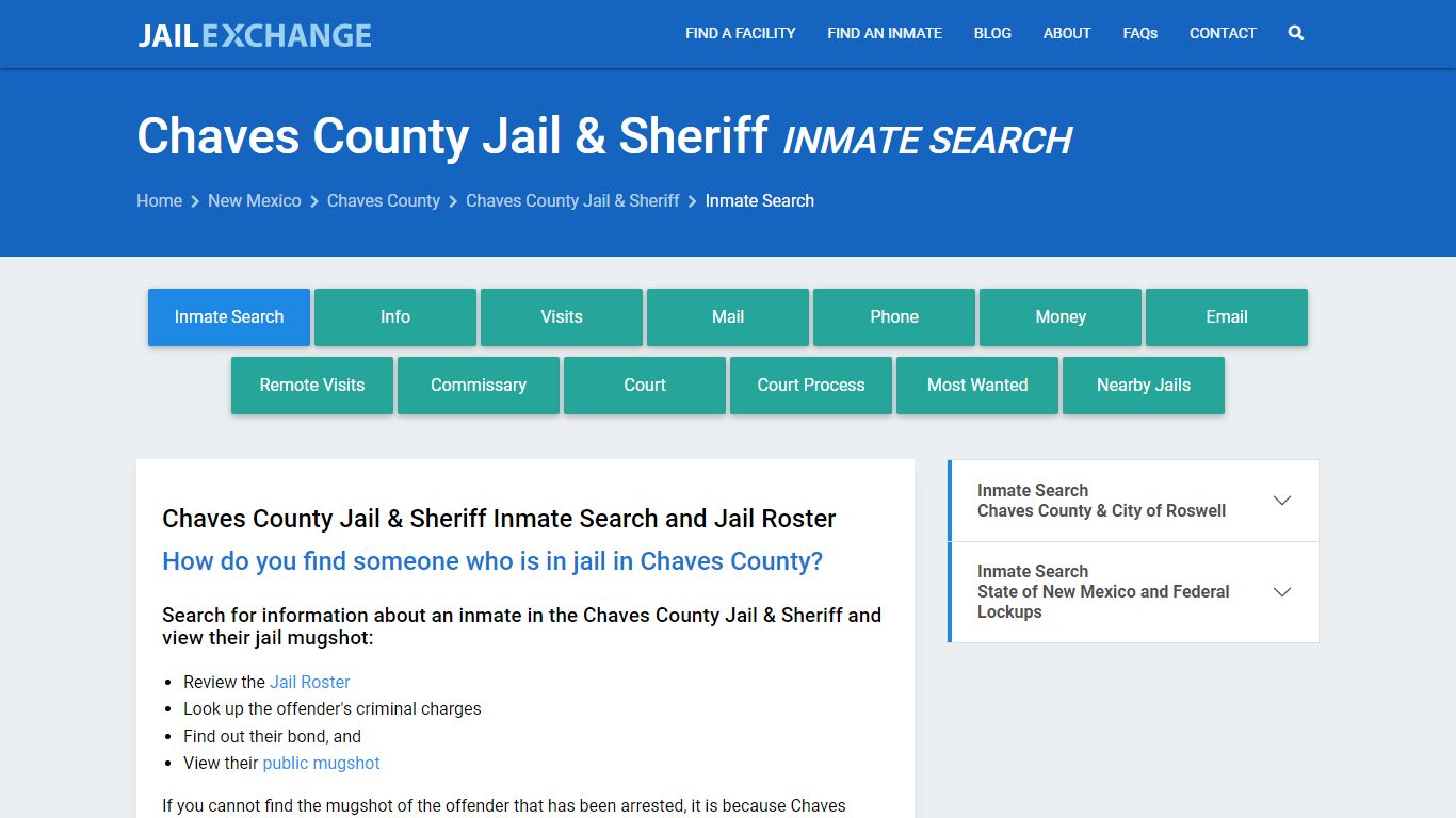 Chaves County Jail & Sheriff Inmate Search - Jail Exchange