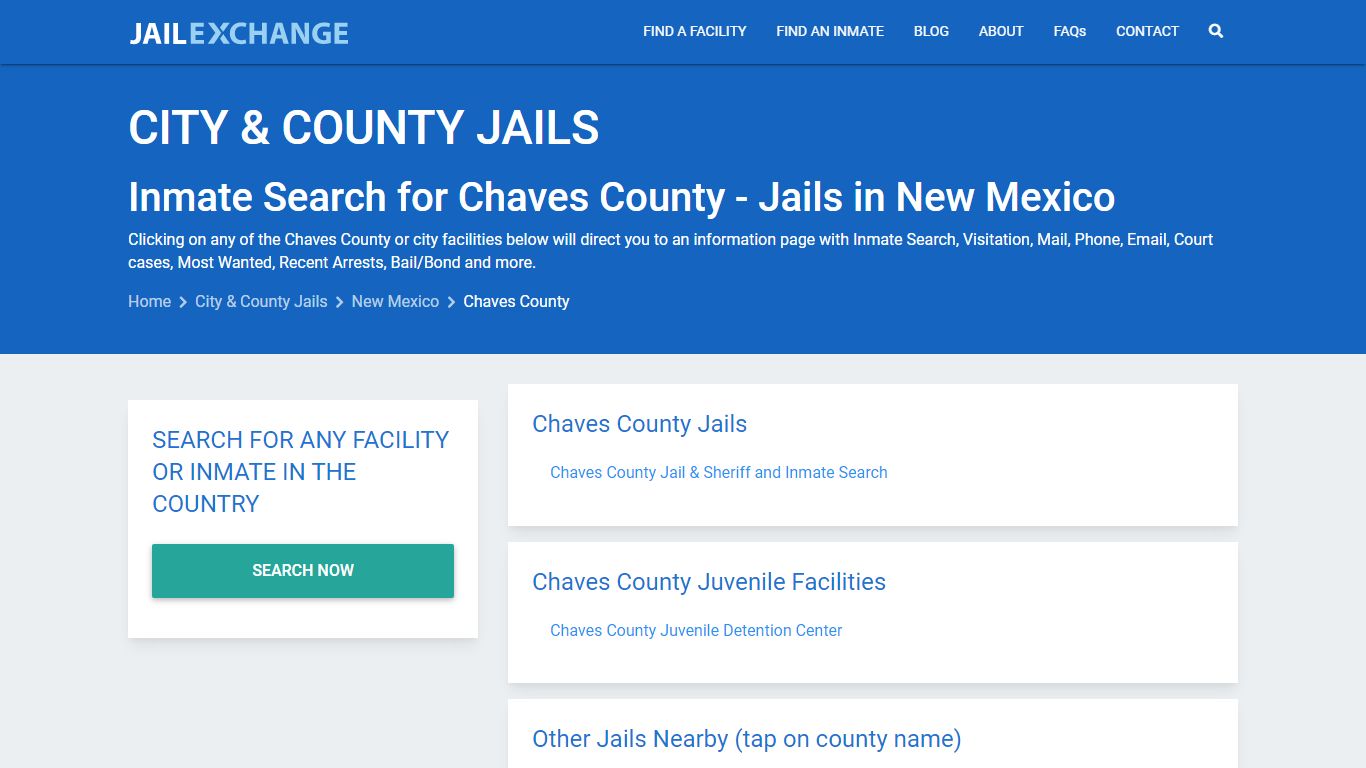 Inmate Search for Chaves County | Jails in New Mexico - Jail Exchange